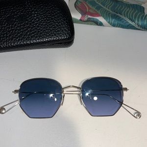 Garrett Leight Liberty in Shiny Silver & Blue Gradient